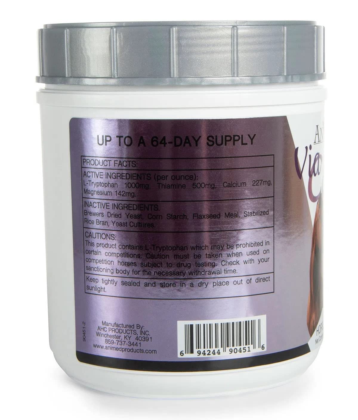 ANIMED Vita-Calm etiqueta nutricional destaca ingredientes para el bienestar.
