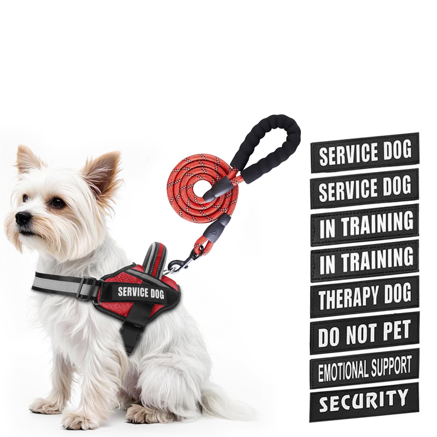 Animire arnés de servicio con parches para entrenamiento y seguridad.
