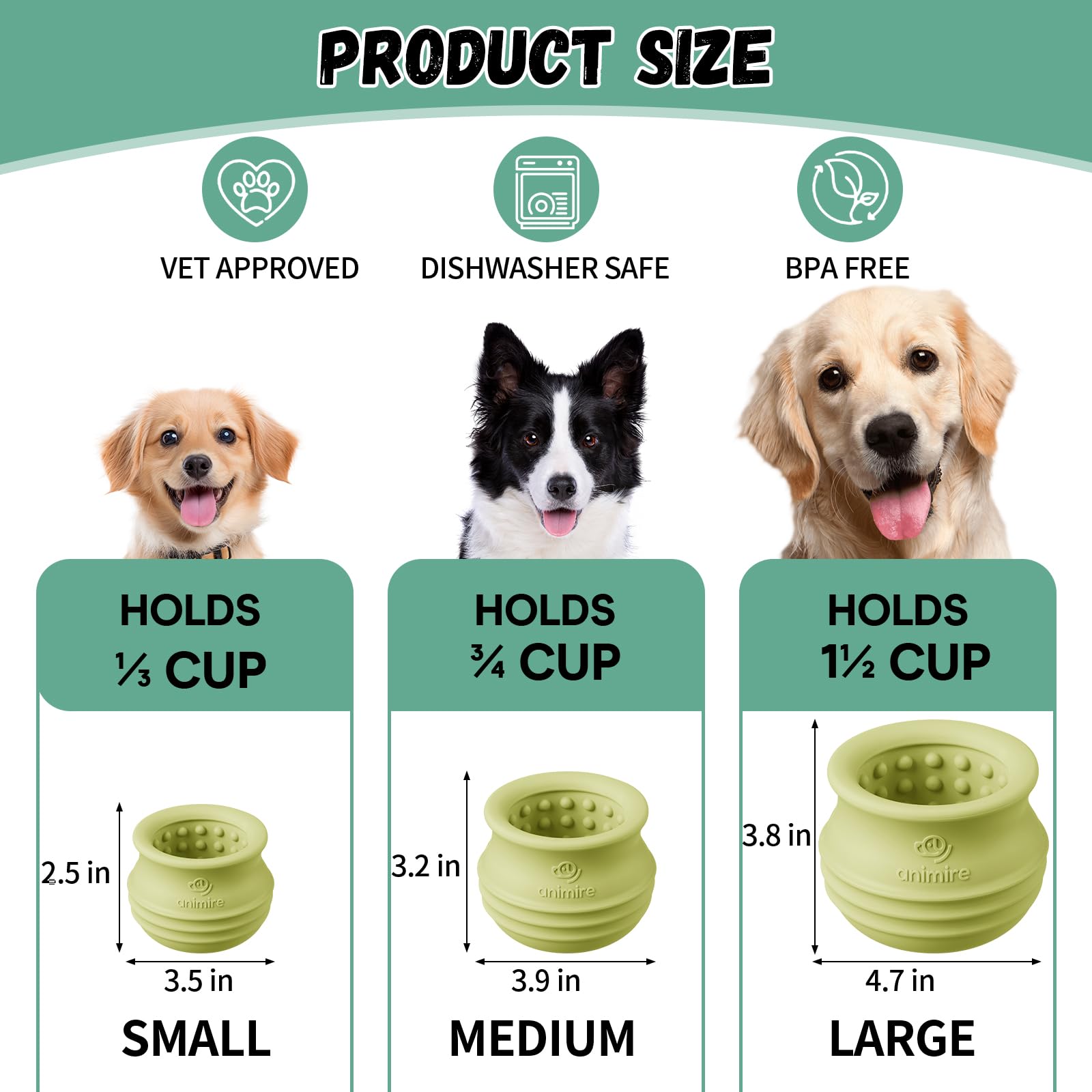Animire Juguete sin BPA, silicona segura para perros.