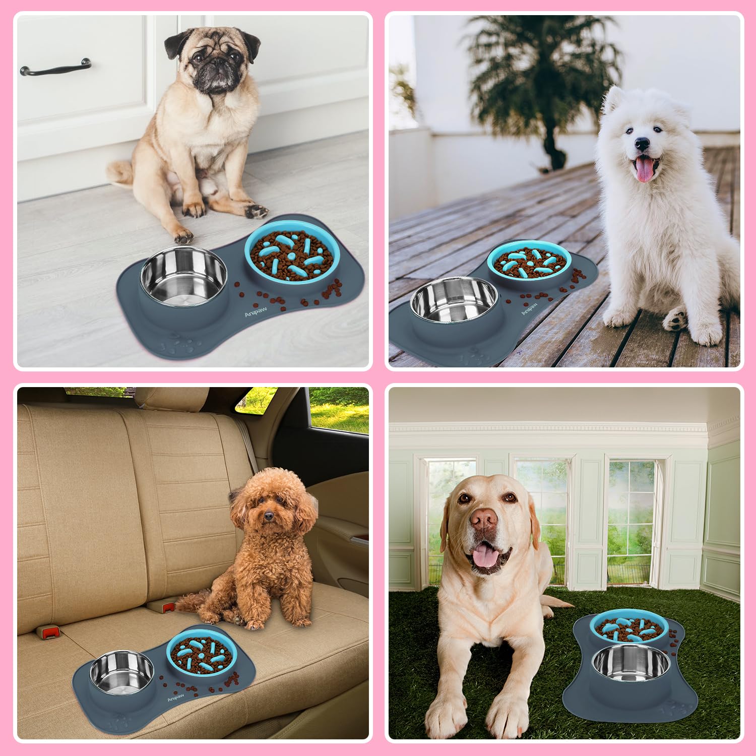 Anipaw alfombra silicona antideslizante con borde: recoge derrames y mantiene el suelo limpio.