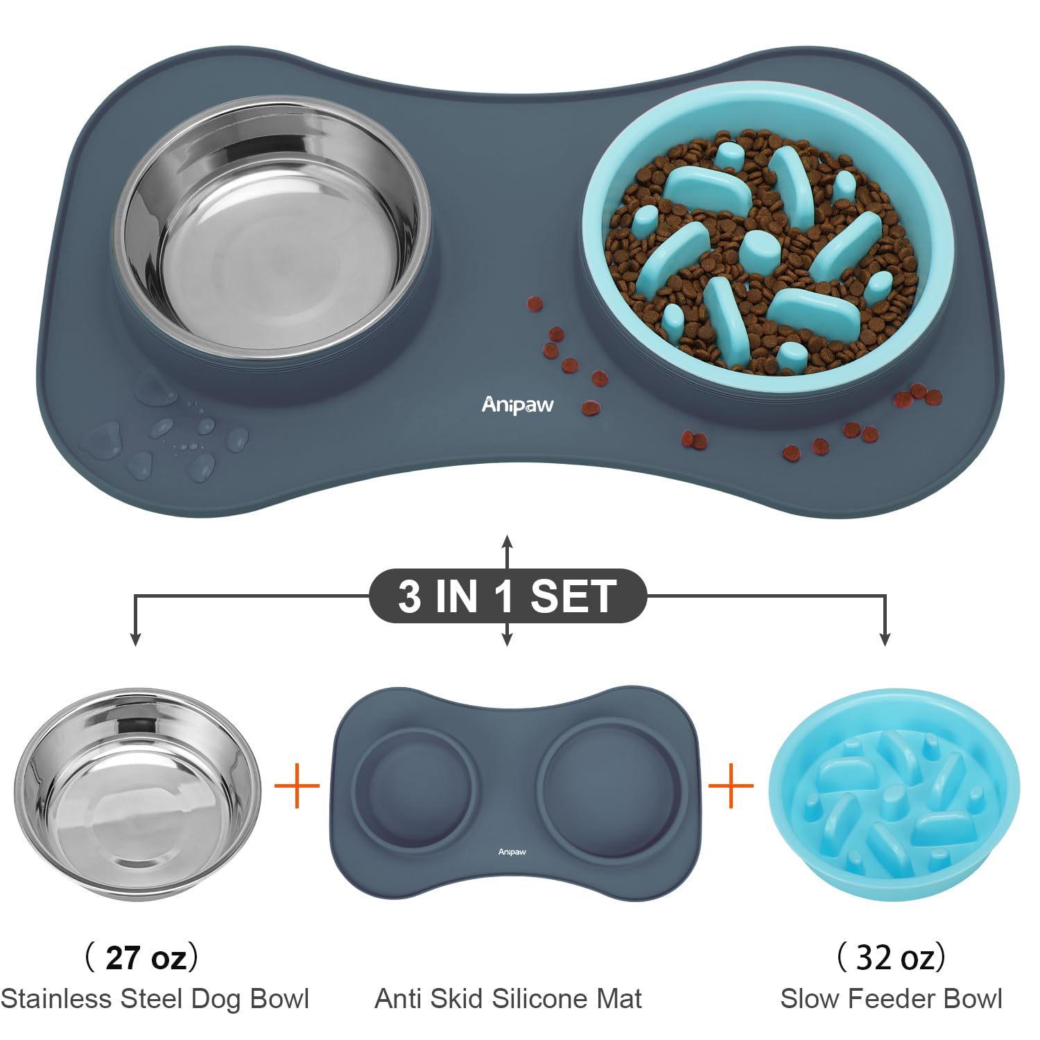 Conjunto 3 en 1 de Anipaw para perros y gatos, práctico y versátil.
