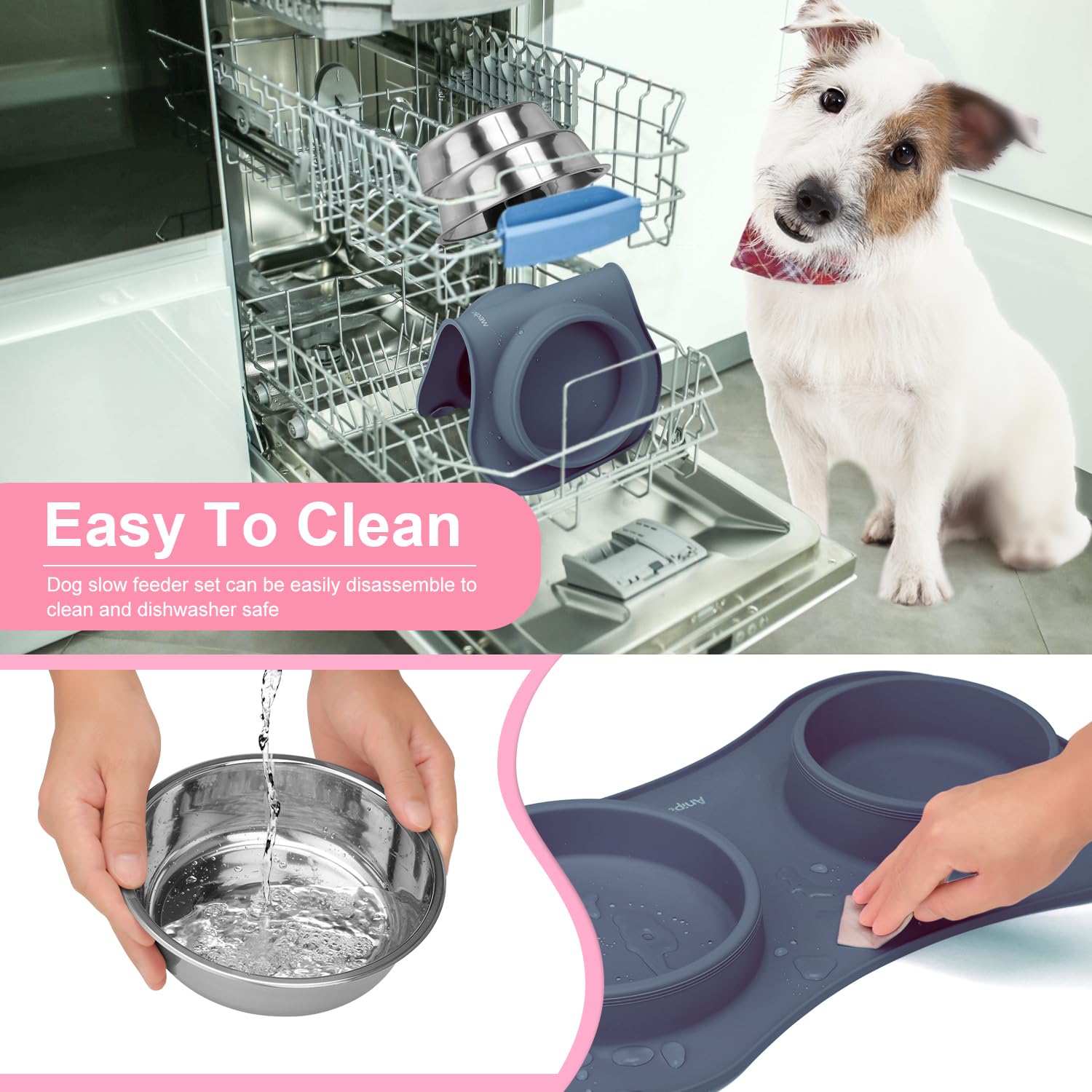 Diseño anti-derrame de Anipaw para una comida más limpia.