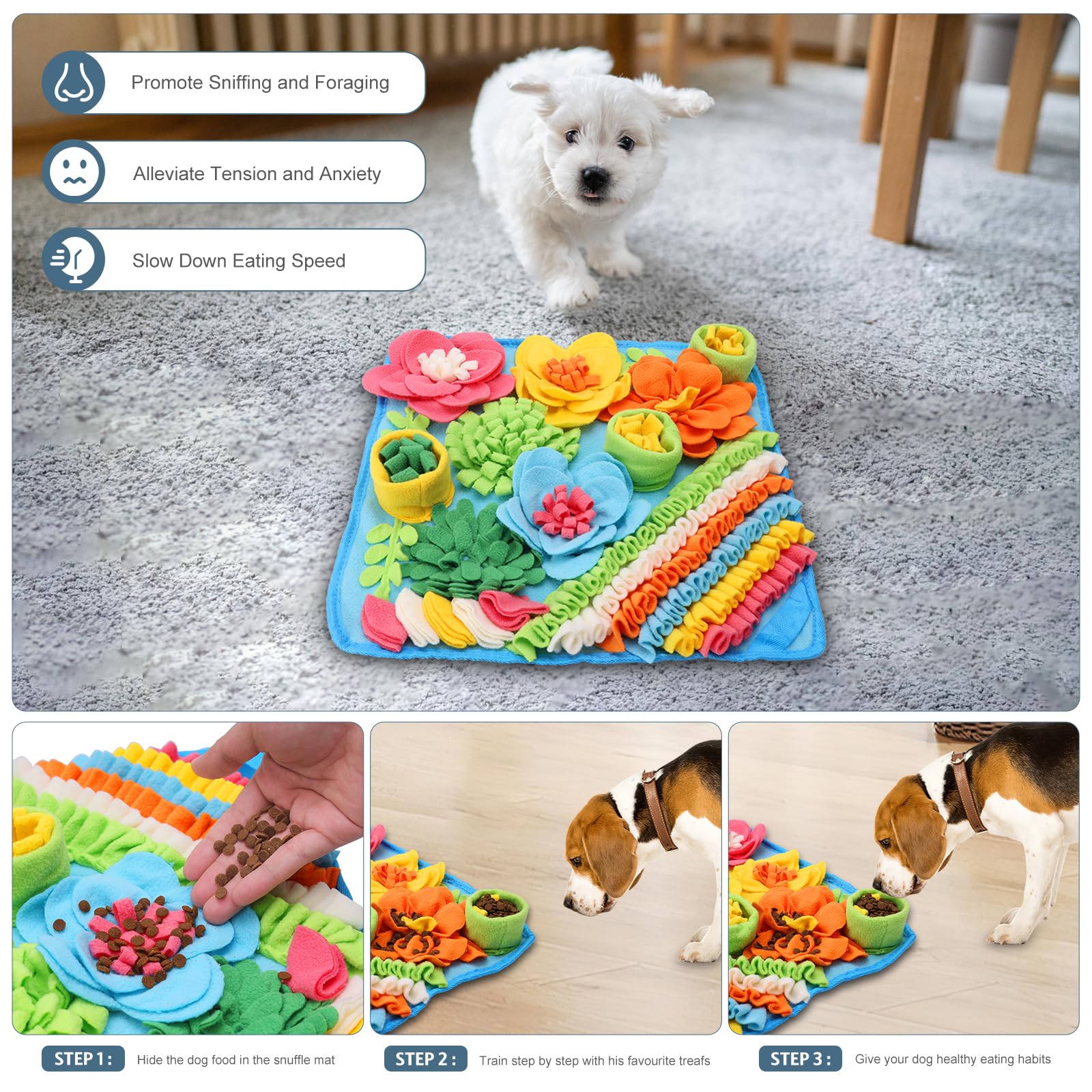Ankilo Snuffle Mat, esconde premios para snack, prolonga el juego y la exploración.