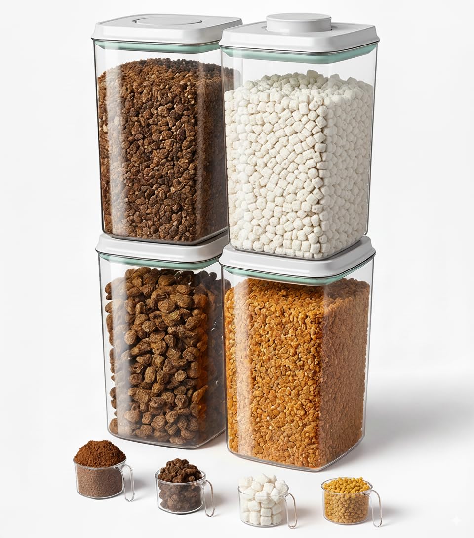 Ankou contenedor de alimentos para perros con tapa abatible; apertura rápida.