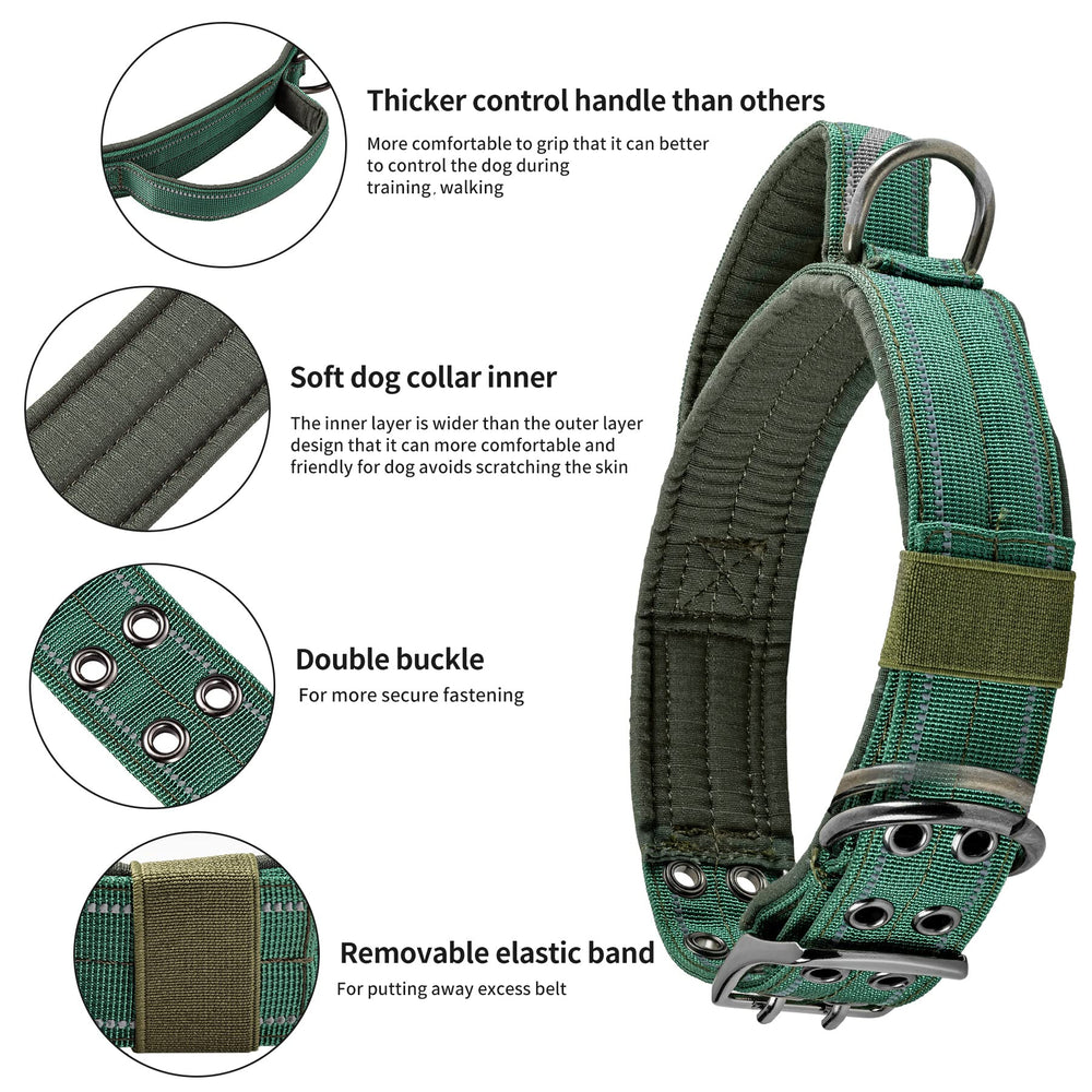 Collar Annchwool con doble hebilla verde para seguridad duradera