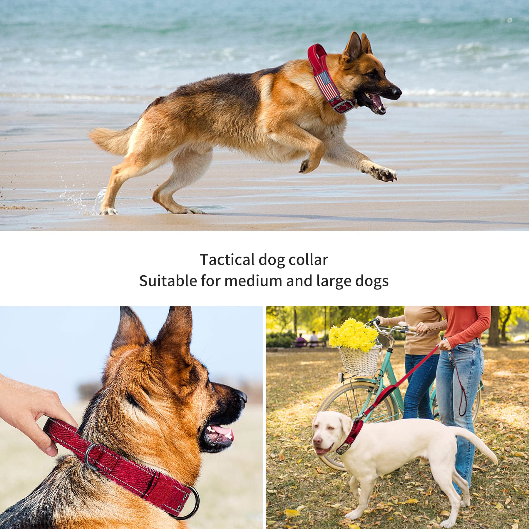 Collar táctico Annchwool para perros medianos y grandes, ajustable y cómodo
