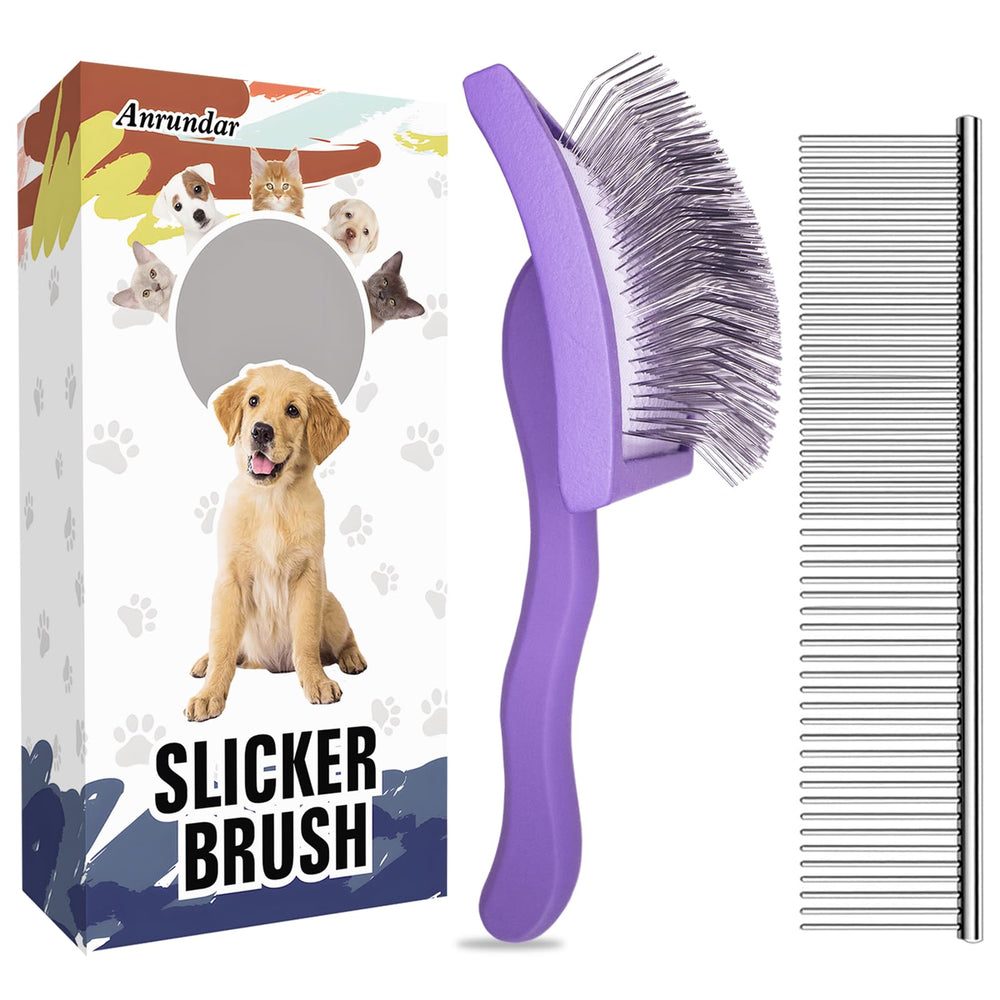 Anrundar slicker brocha para perros de pelo largo, deslizamiento suave y sin tirones.
