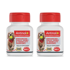 Antinol Plus: botella de suplemento para movilidad diaria de perros.