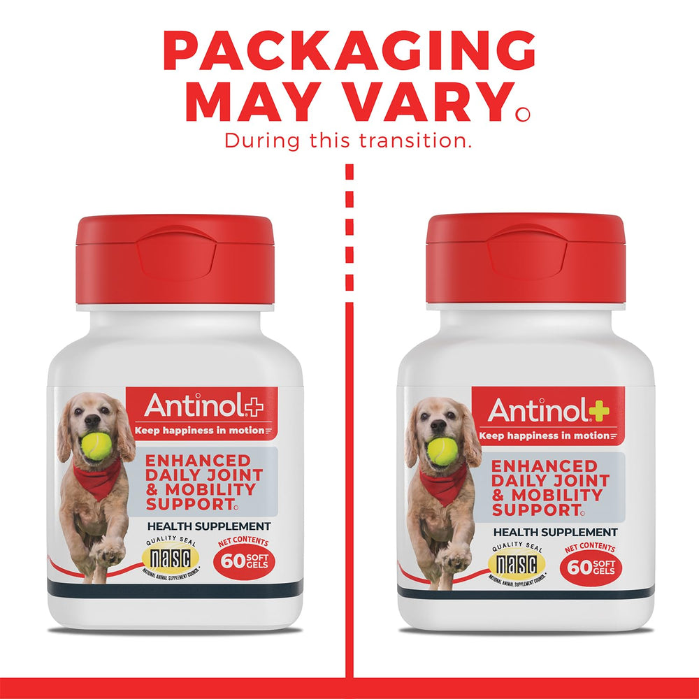 Antinol Plus: etiqueta clara con indicaciones de dosis para articulaciones.