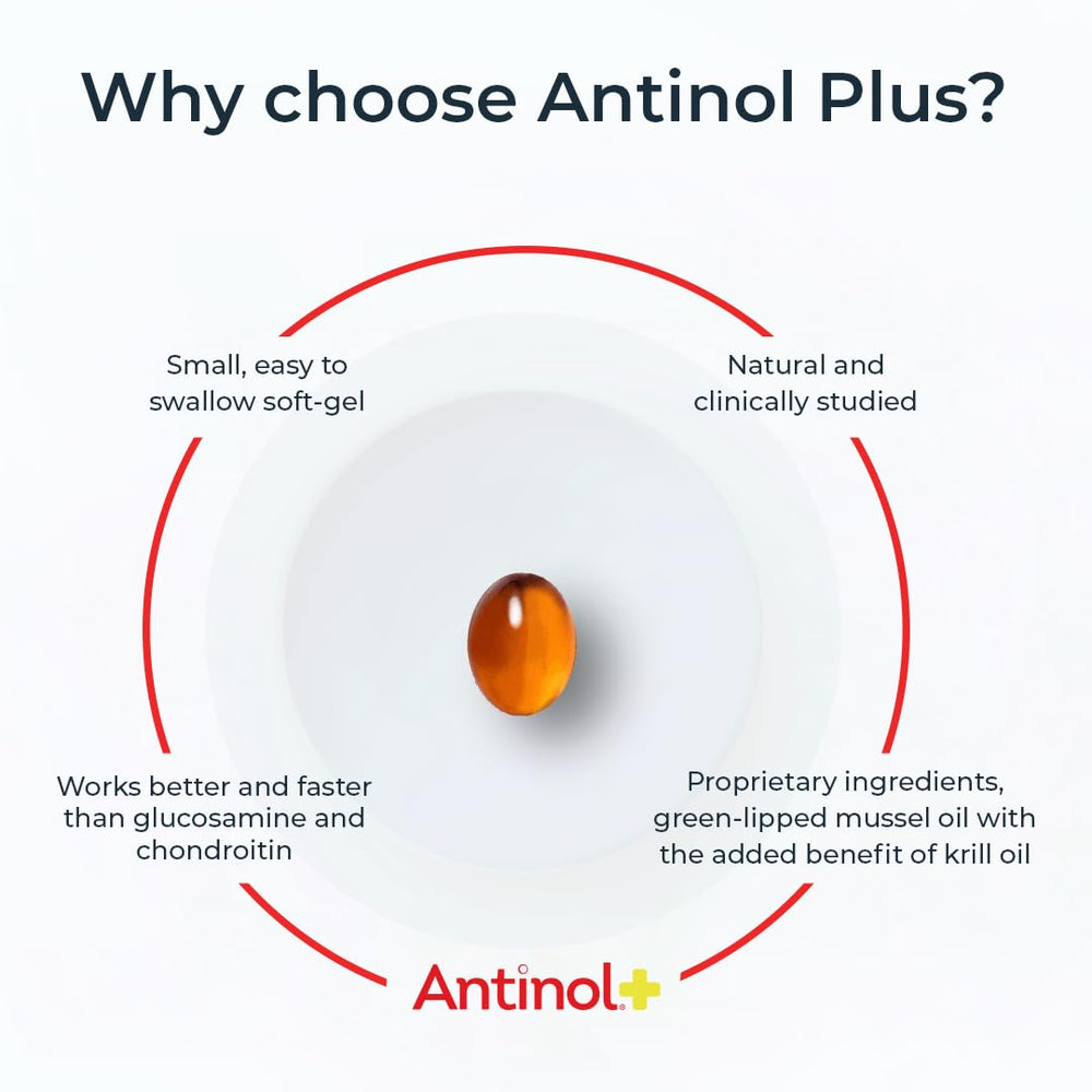 Antinol Plus: mejillón verde y krill, mezcla marina para articulaciones.