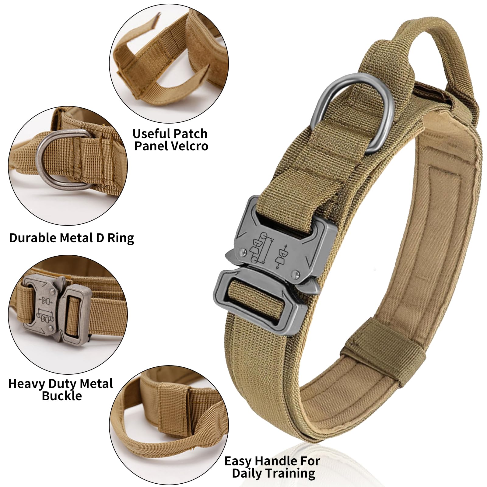 Collar militar ajustable Antswish con asa de control para entrenamiento seguro.