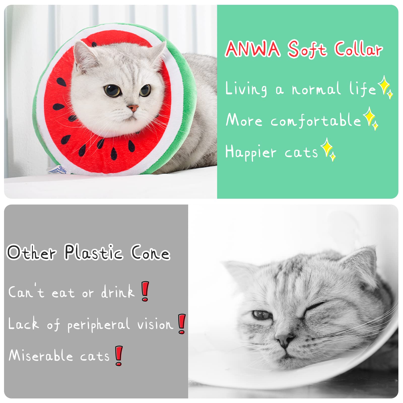 ANWA collar cono gato diseño delicado para reposo cómodo