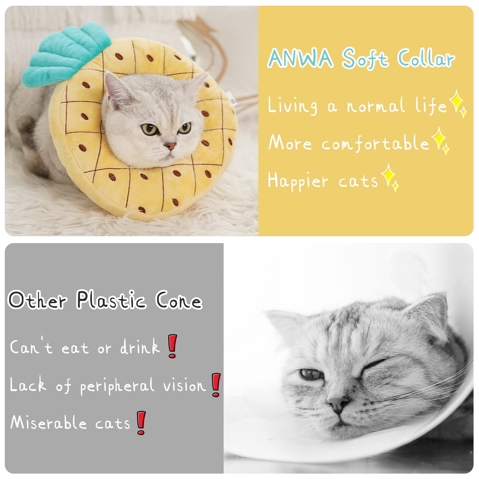 ANWA collar gato talla ajustable, ajuste cómodo para diferentes cuellos.