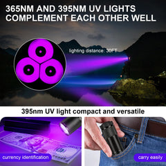 ANYGO linterna UV recargable con batería de larga duración para más de 8 horas.