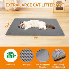 Anywish Alfombra para arena de gato impermeable mantiene limpio el área