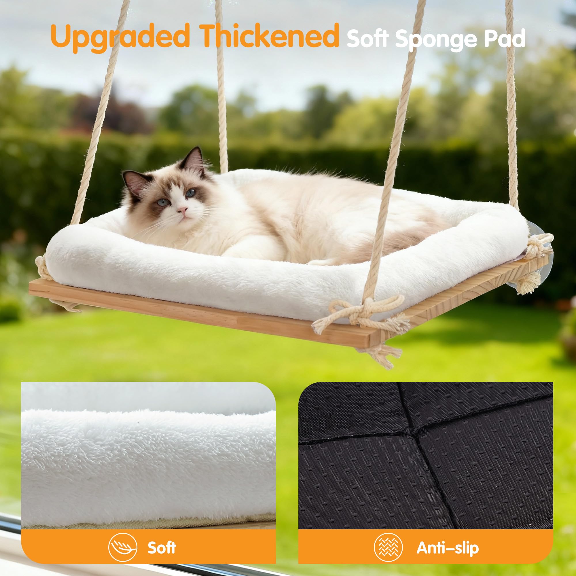 Anywish base-wood-segura carga 80lb ofrece seguridad para gatos grandes.
