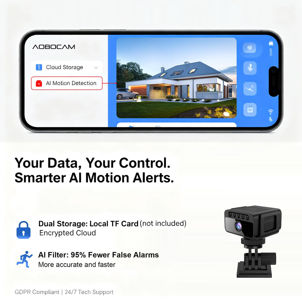 AOBOCAM camara oculta conectividad tres modos para monitoreo flexible.