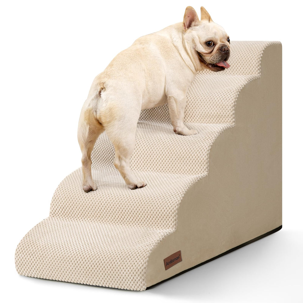 Aodisman escalera para perro 5 pasos frente a la cama, mayor seguridad para subir