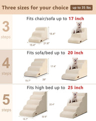 Aodisman escalera para perro 5 pasos vista lateral, ideal para perros pequeños y medianos