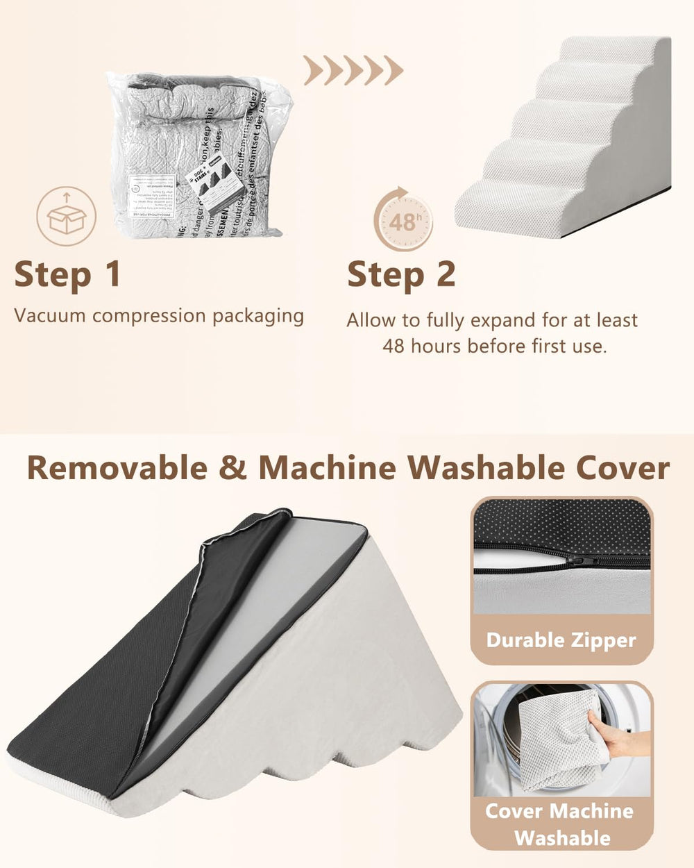 Funda lavable de Aodisman para escalera de perro, gris claro