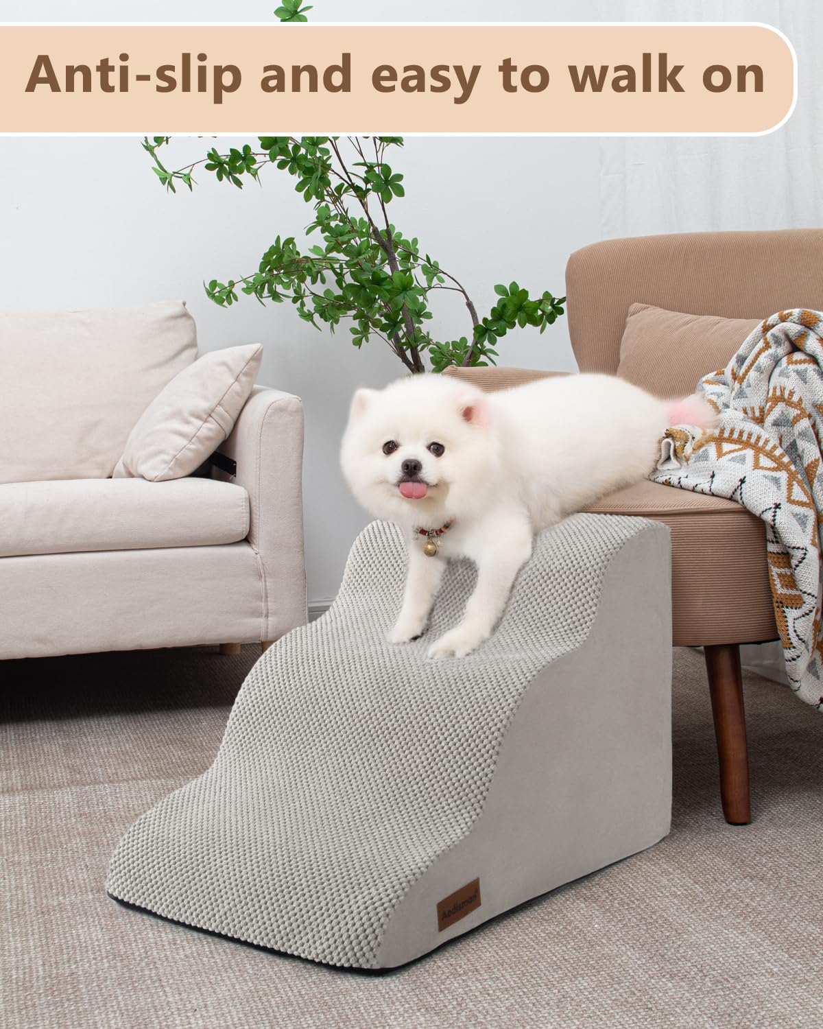 Aodisman escalones para perros junto a la cama, facilita subir para dormir.