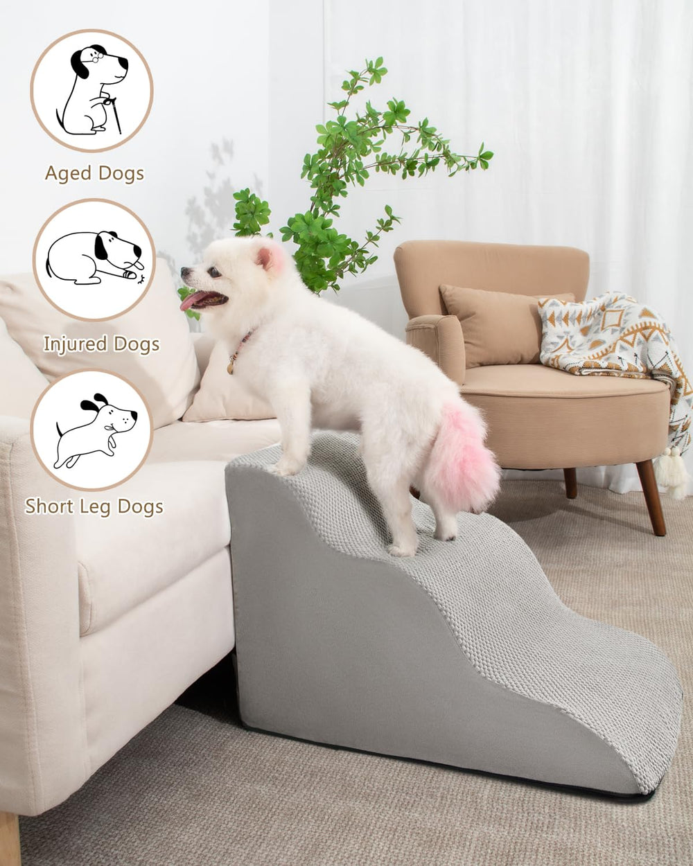Aodisman escalones 3 pasos en interior, uso versátil en salas y habitaciones.