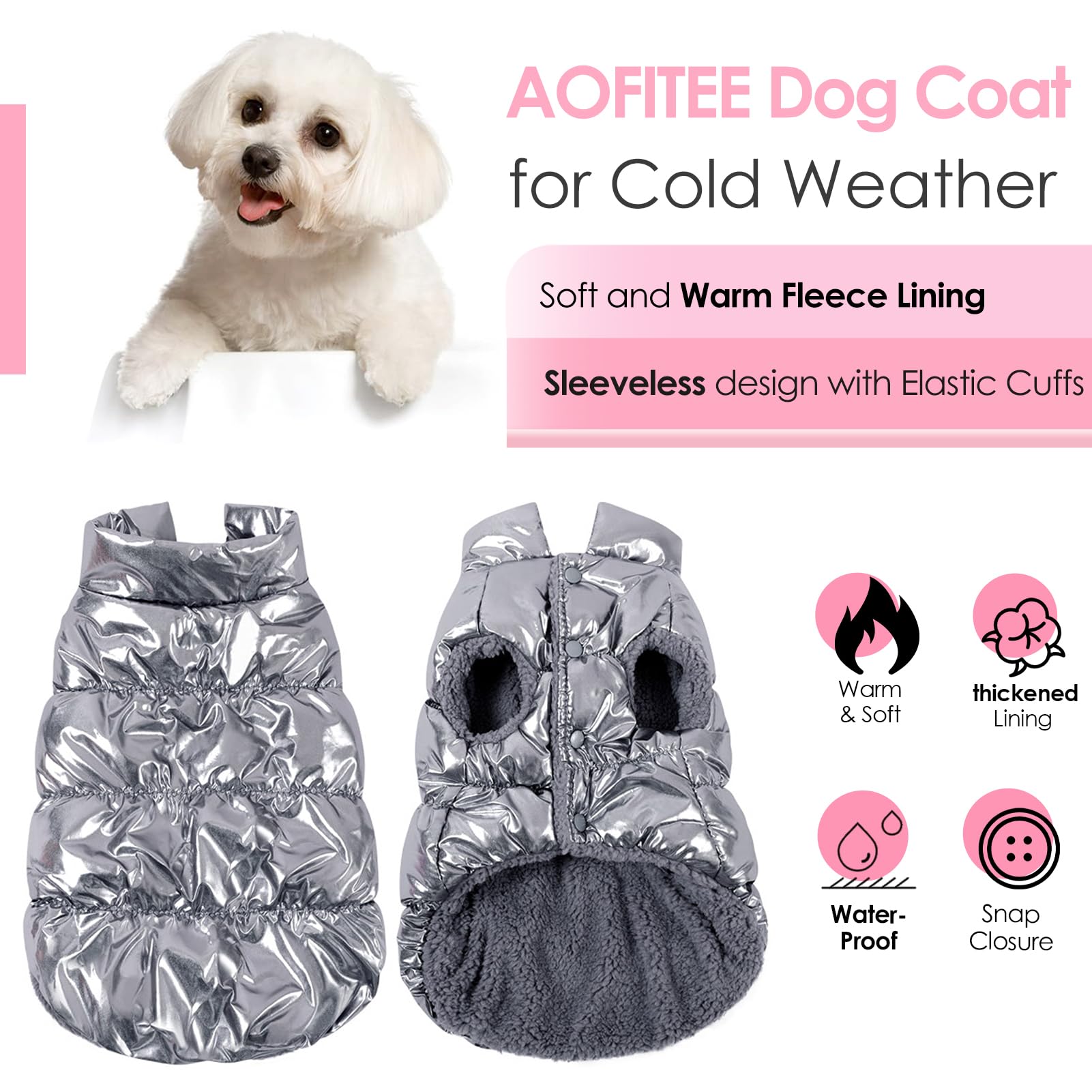 Abrigo AOFITEE para perro, vista trasera, diseño cálido y resistente al viento.