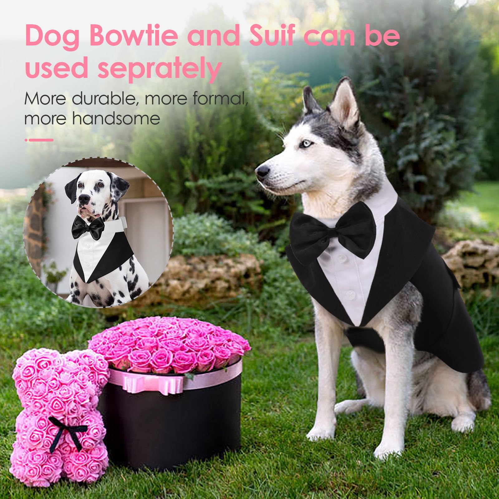 AOFITEE bandana con pajarita desmontable para perro, look versátil y cómodo.