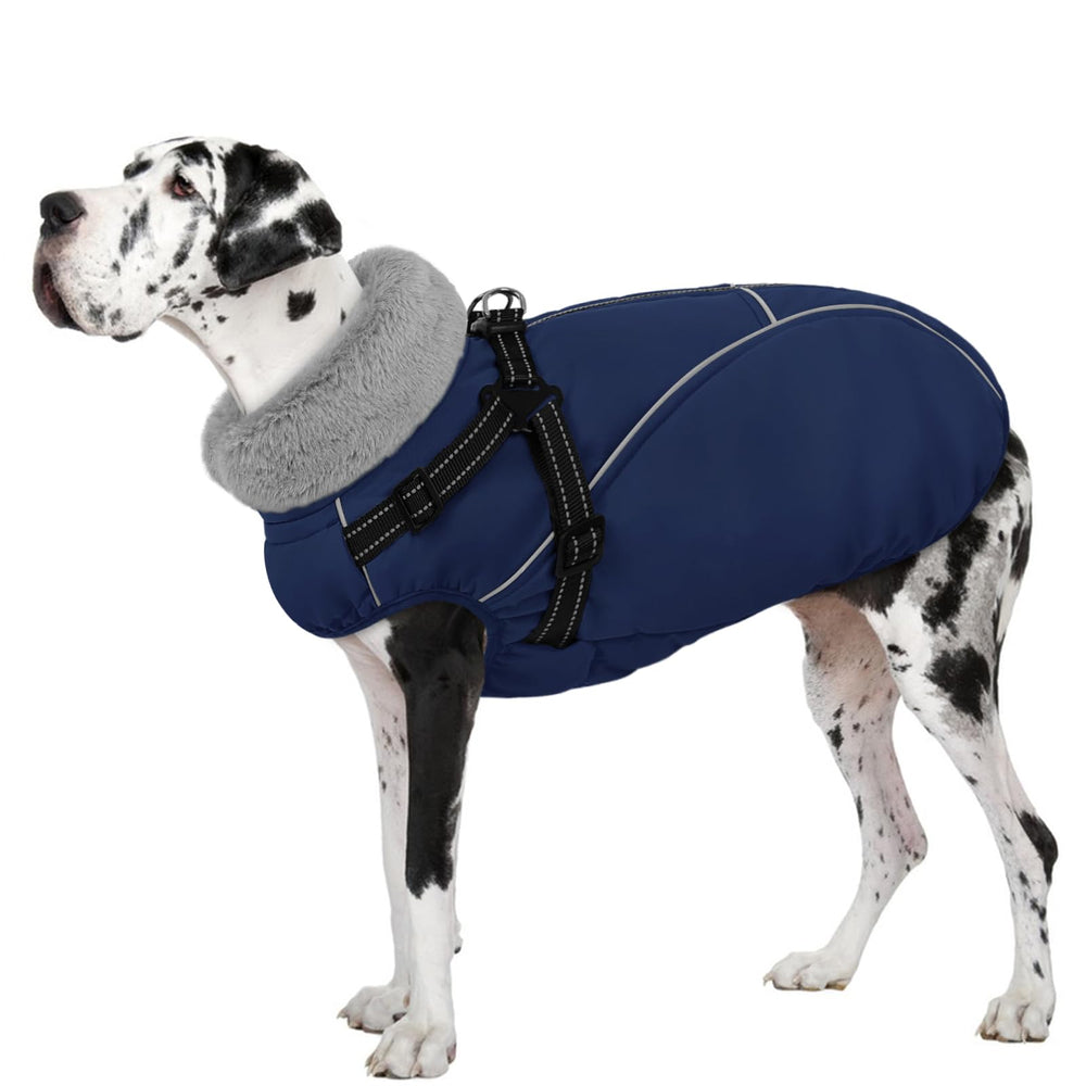 AOFITEE abrigo impermeable para perro grande con arnés integrado, ideal para paseos seguros.