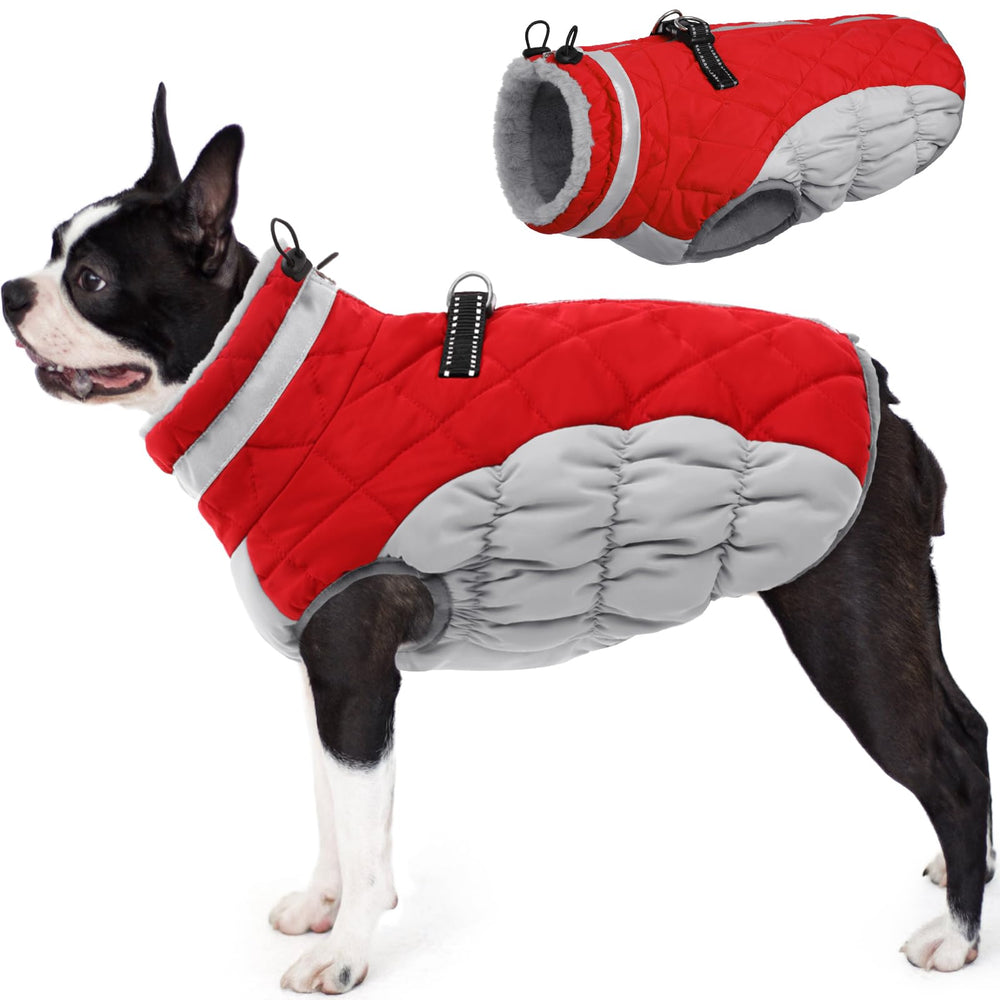 Chaleco AOFITEE para perro con forro cálido, ideal para paseos fríos.