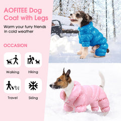 Chaqueta acolchada AOFITEE para perro con patas mantiene el calor en paseos.