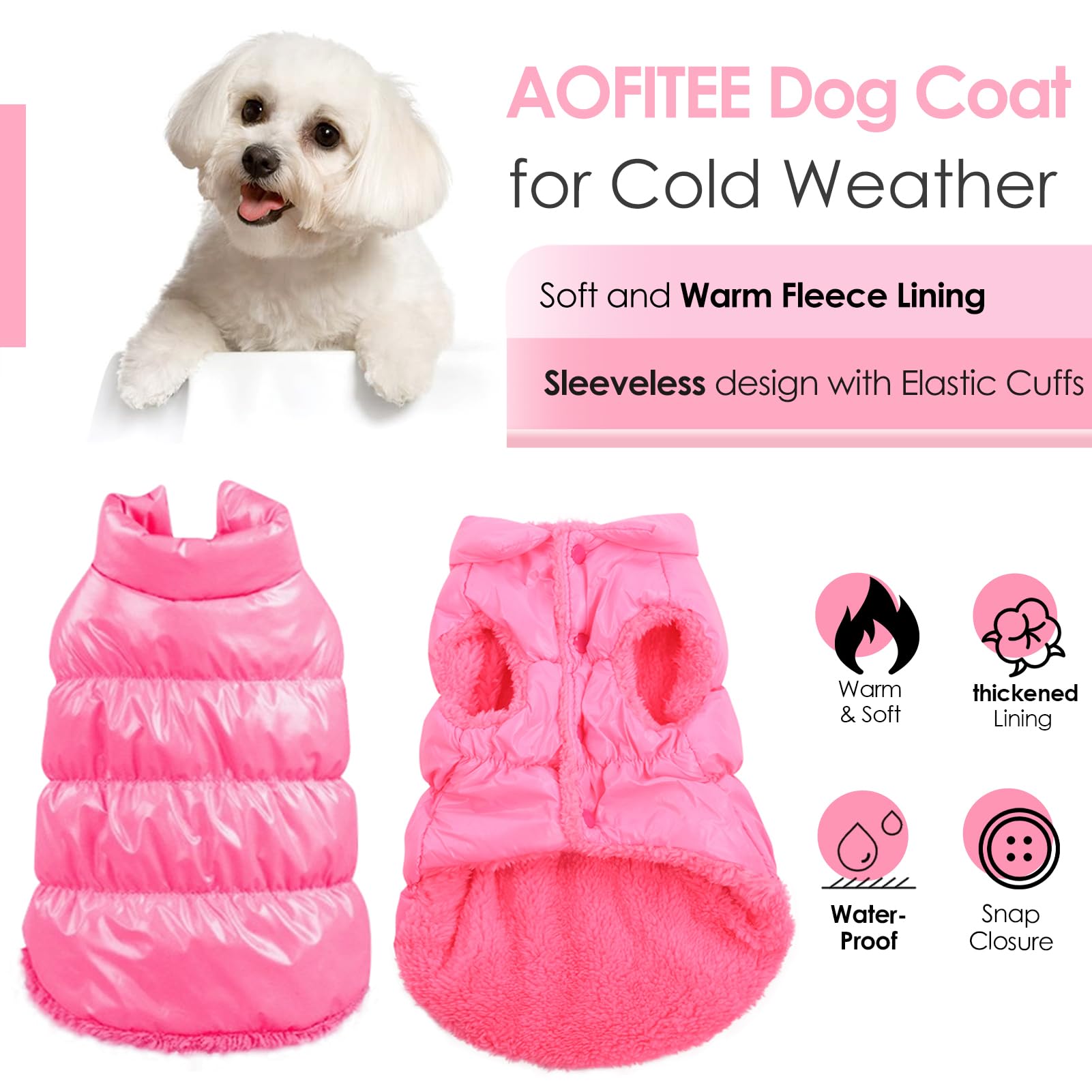 AOFITEE chaqueta para perro, interior con forro polar, confort cálido para días fríos.