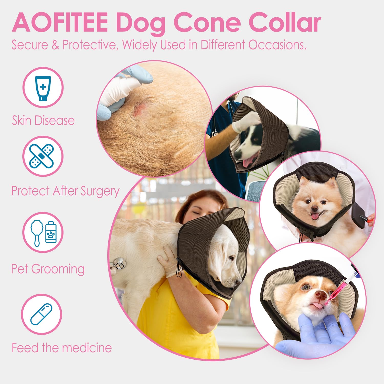 AOFITEE collar mediano para perros, talla adecuada para razas variadas