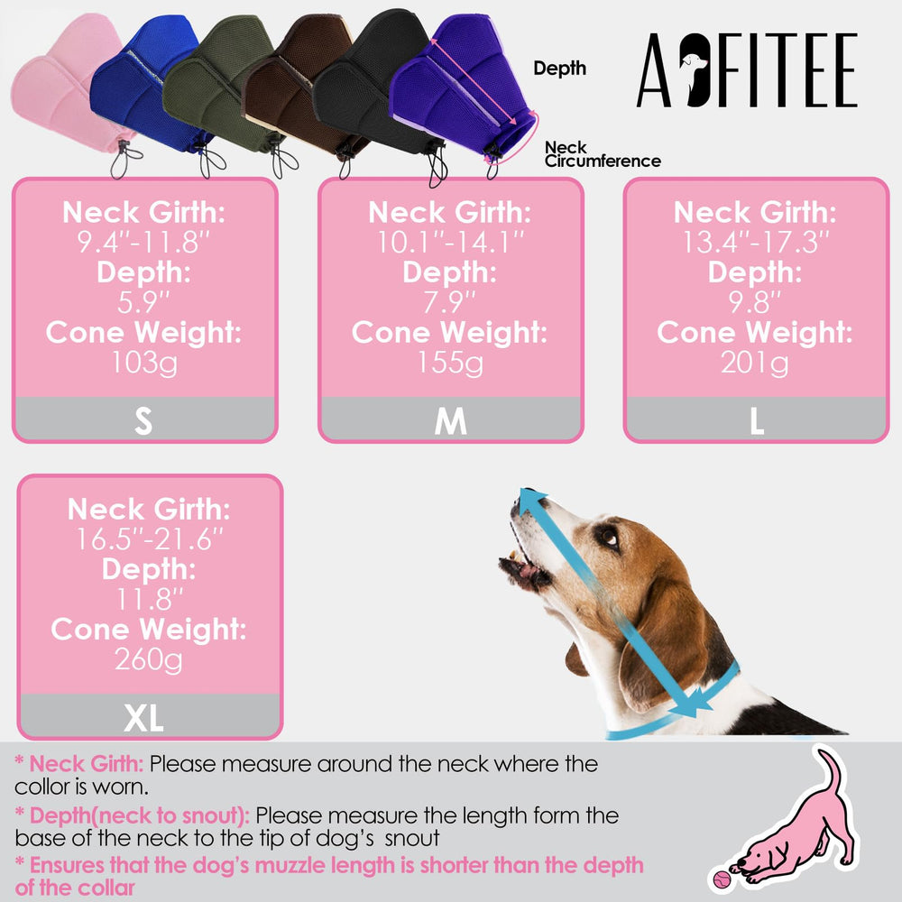 Cono AOFITEE ajustable con velcro para perros, seguro y fácil de colocar tras cirugía