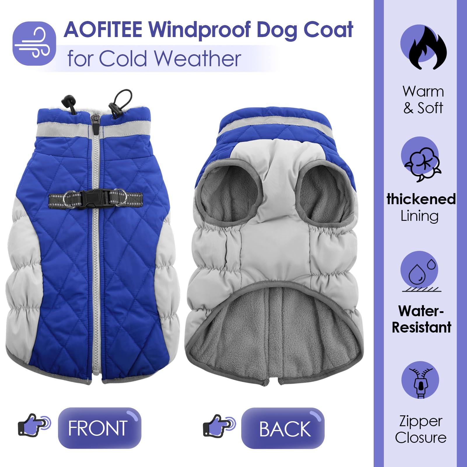 AOFITEE forro fleece cálido interior ideal para días fríos.