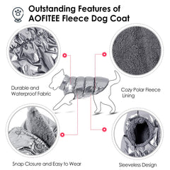 AOFITEE jaqueta para perro, cuello tortuga para mayor protección.