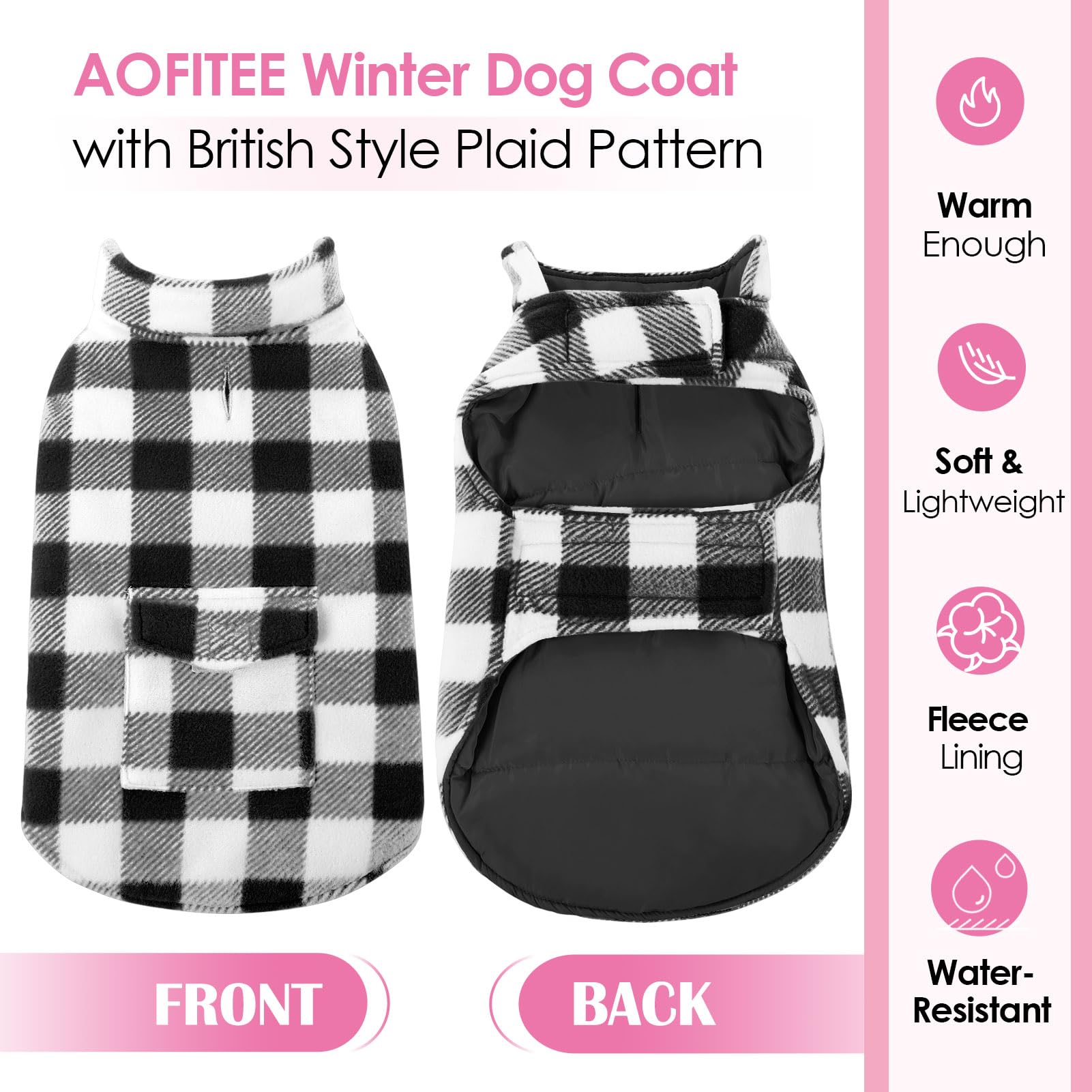 Capa reversible AOFITEE para perro con dos caras; estilo y aislamiento en frío.