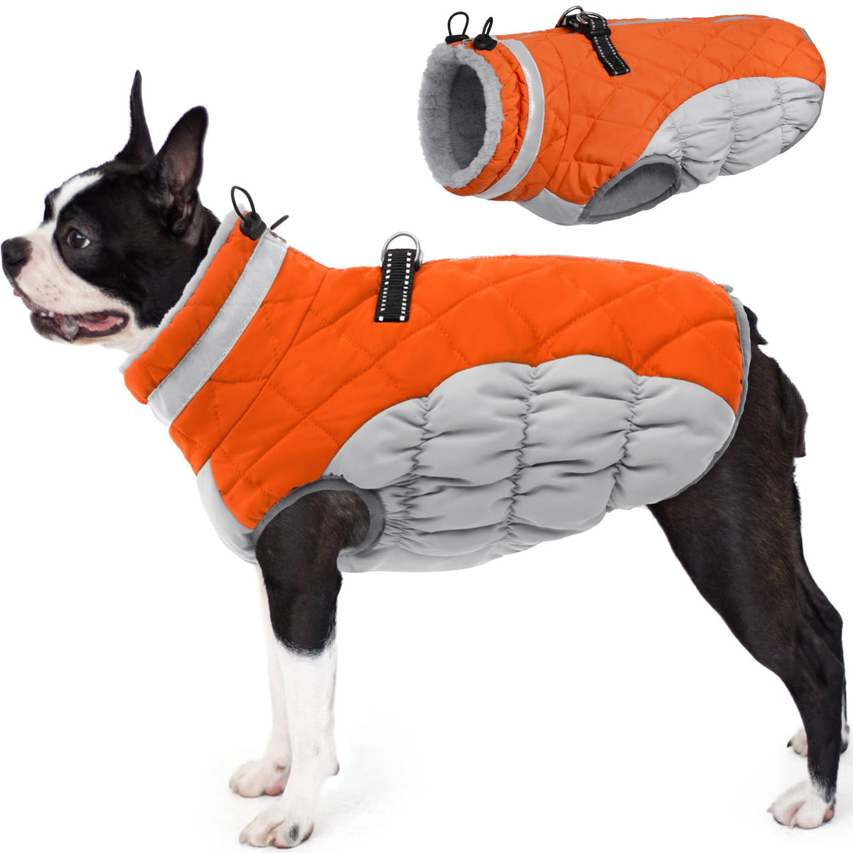 Chaleco AOFITEE para perro en naranja cálido mantiene abrigado durante paseos