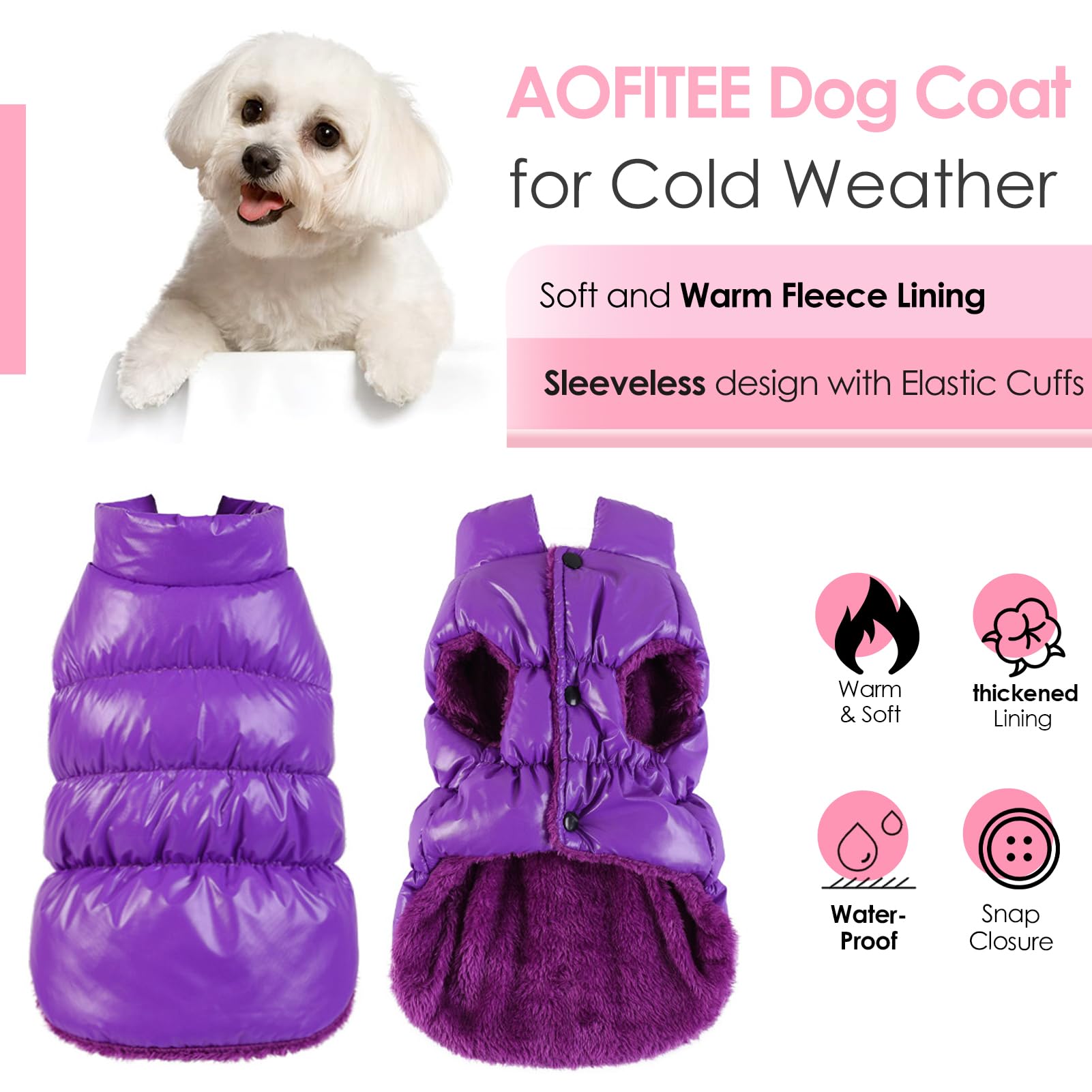 AOFITEE chaqueta externa impermeable para perro, vista lateral, protección contra lluvia.