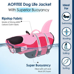 AOFITEE Salvavidas para perros tiburón, correas ajustables para ajuste cómodo.