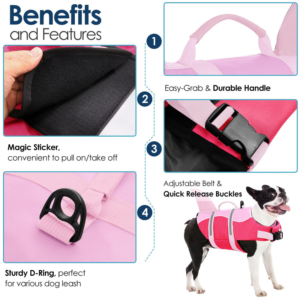 AOFITEE Salvavidas para perros tiburón, diseño estilizado para lucir en el agua.