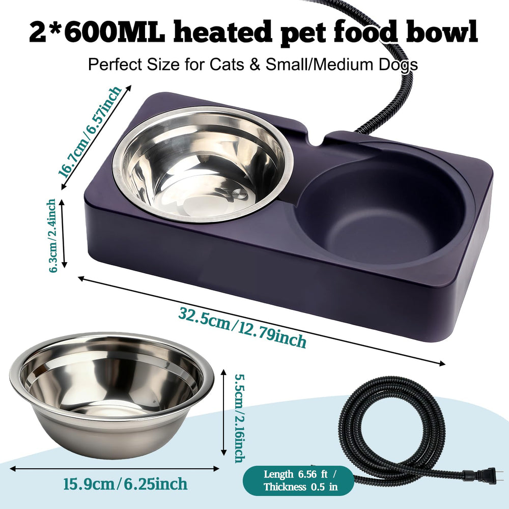 AOLBSPD tazón doble desmontables, cómodo para agua y comida y fácil de limpieza.
