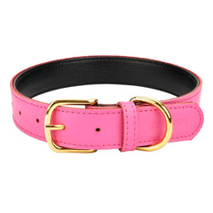 AoLove collar de piel acolchado rosa, cómodo para paseos diarios.