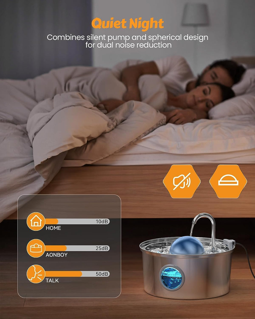 Bebedero AONBOY con diseño hemisférico para flujo suave y atractivo