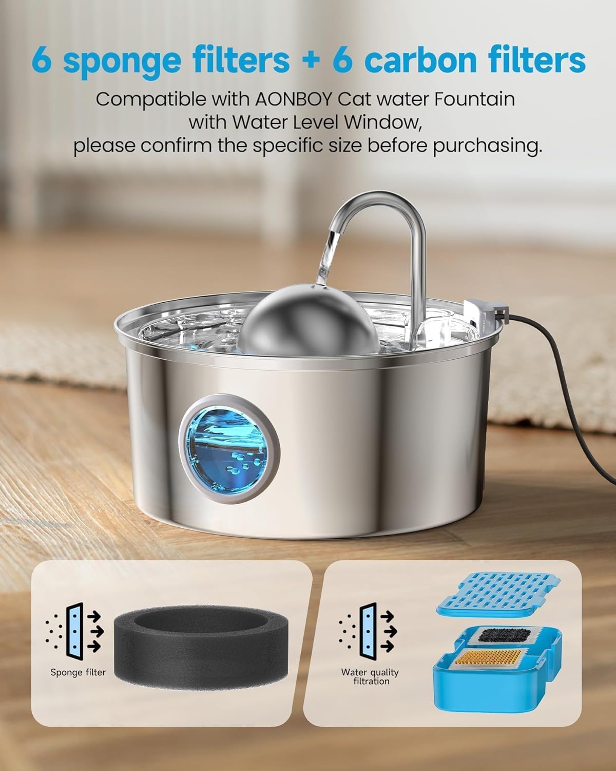Fuente AONBOY de acero inoxidable 3,2 L para agua fresca y duradera.