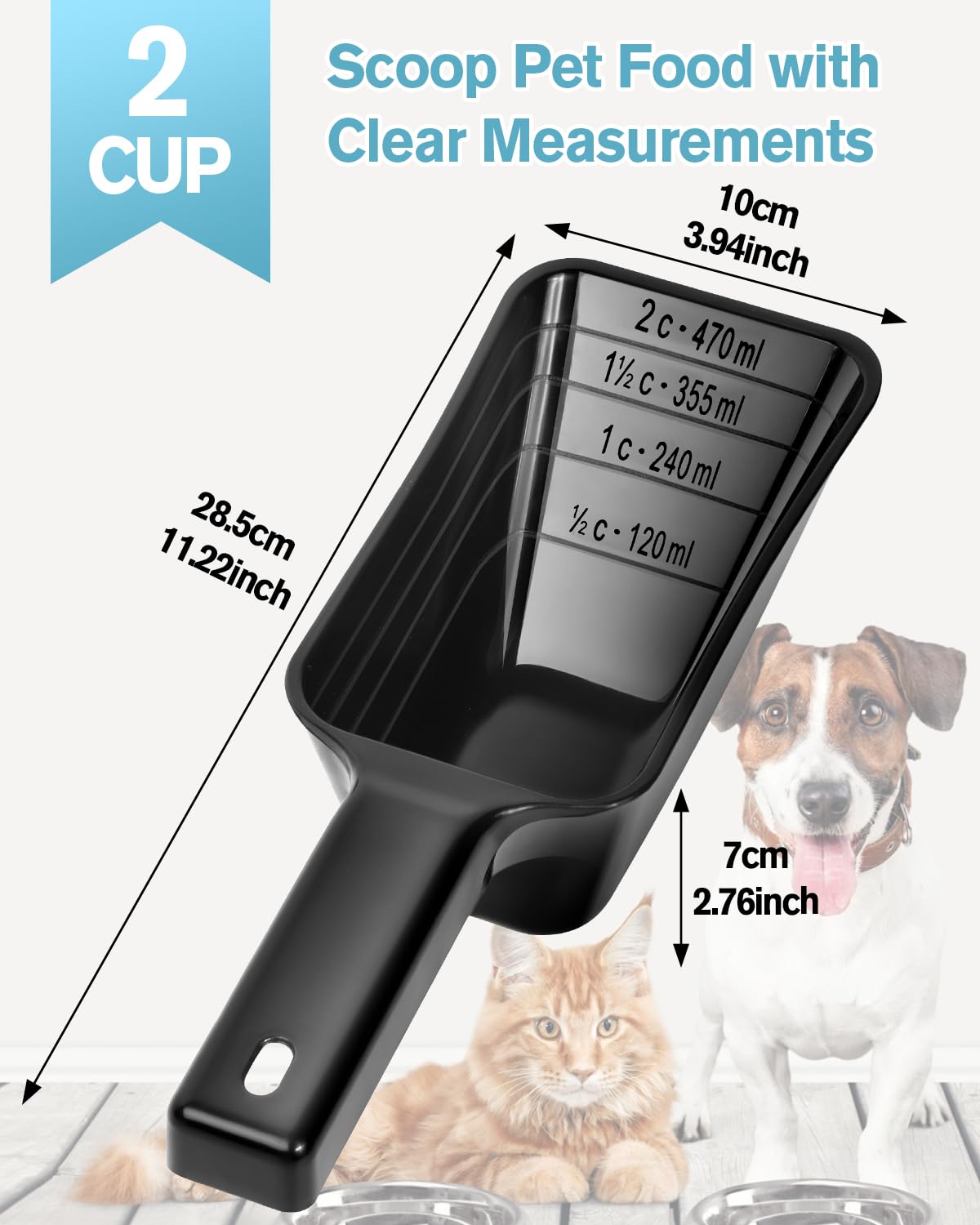 Aosnare dos tazas medidor para perros, porciones consistentes en casa.