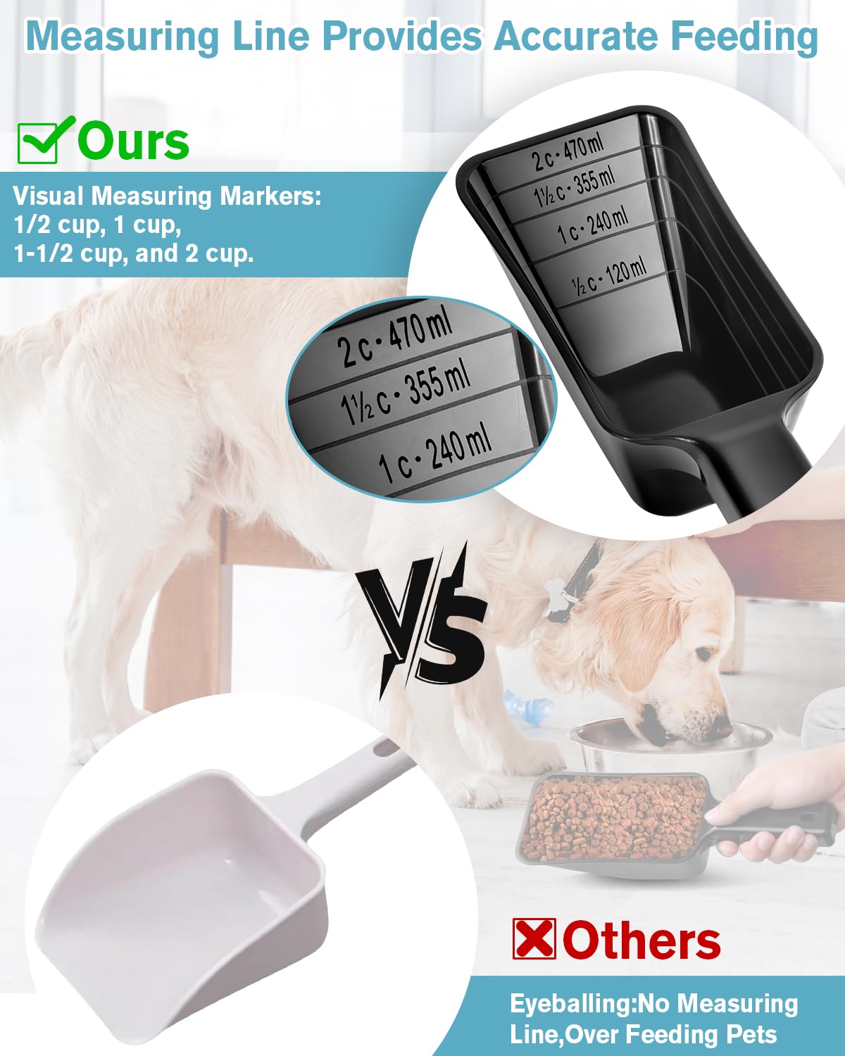 Aosnare líneas de medición con 470 ml a 120 ml para porciones exactas.