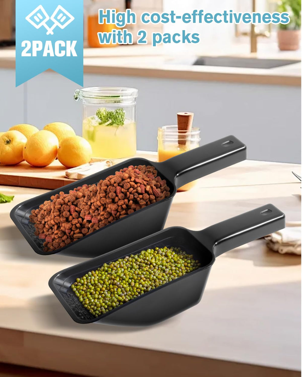 Aosnare pack de dos cucharas medidoras, útil para varias porciones.