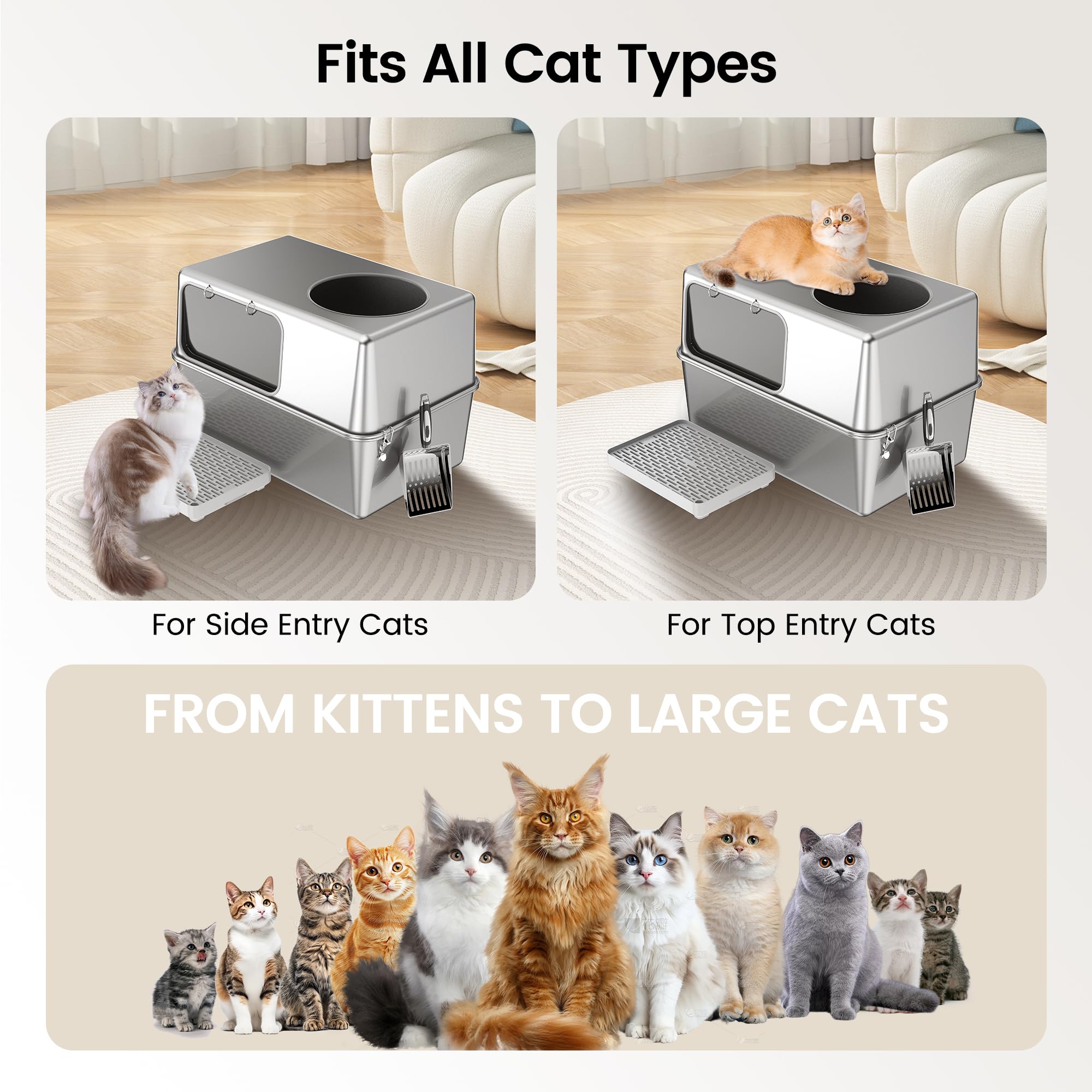 La caja Aothey de gran tamaño ofrece espacio cómodo para gatos grandes.