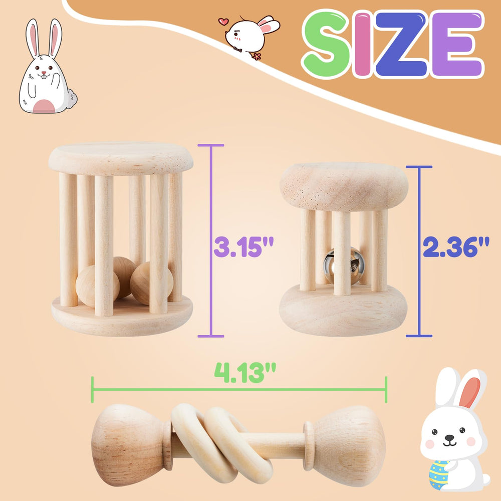Juguete de madera AOWPFVV en uso interactivo para conejo.
